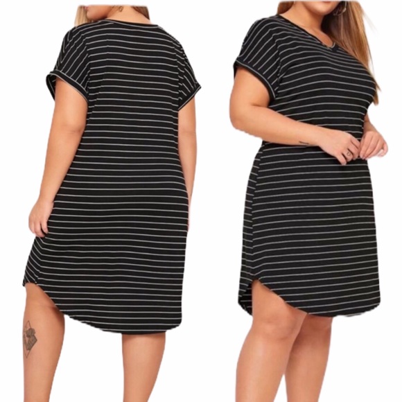 PLUS black white striped tee dress - Picture 2 of 4